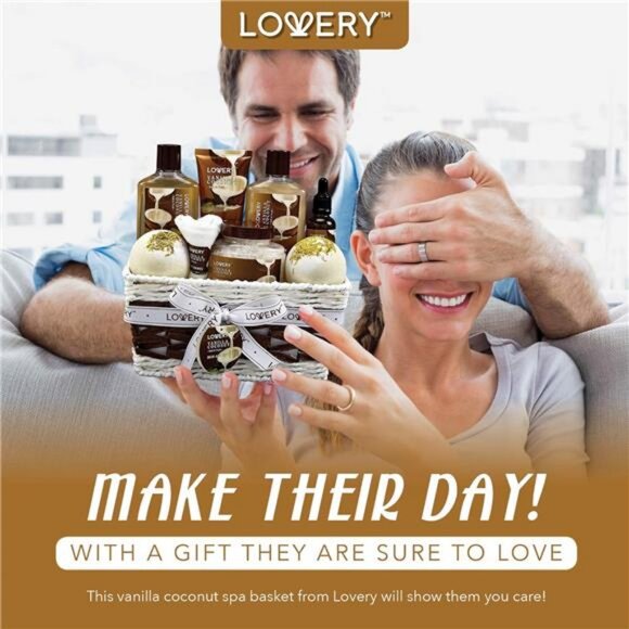 Bath and Body Gift Basket For Women and Men – 9 Piece Set of Vanilla Coconut - Picture 6 of 8